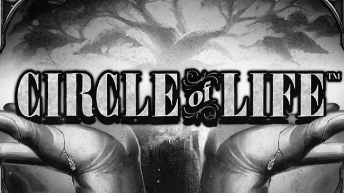 Tampilan visual monokromatik dan pohon kehidupan dalam slot Circle of Life